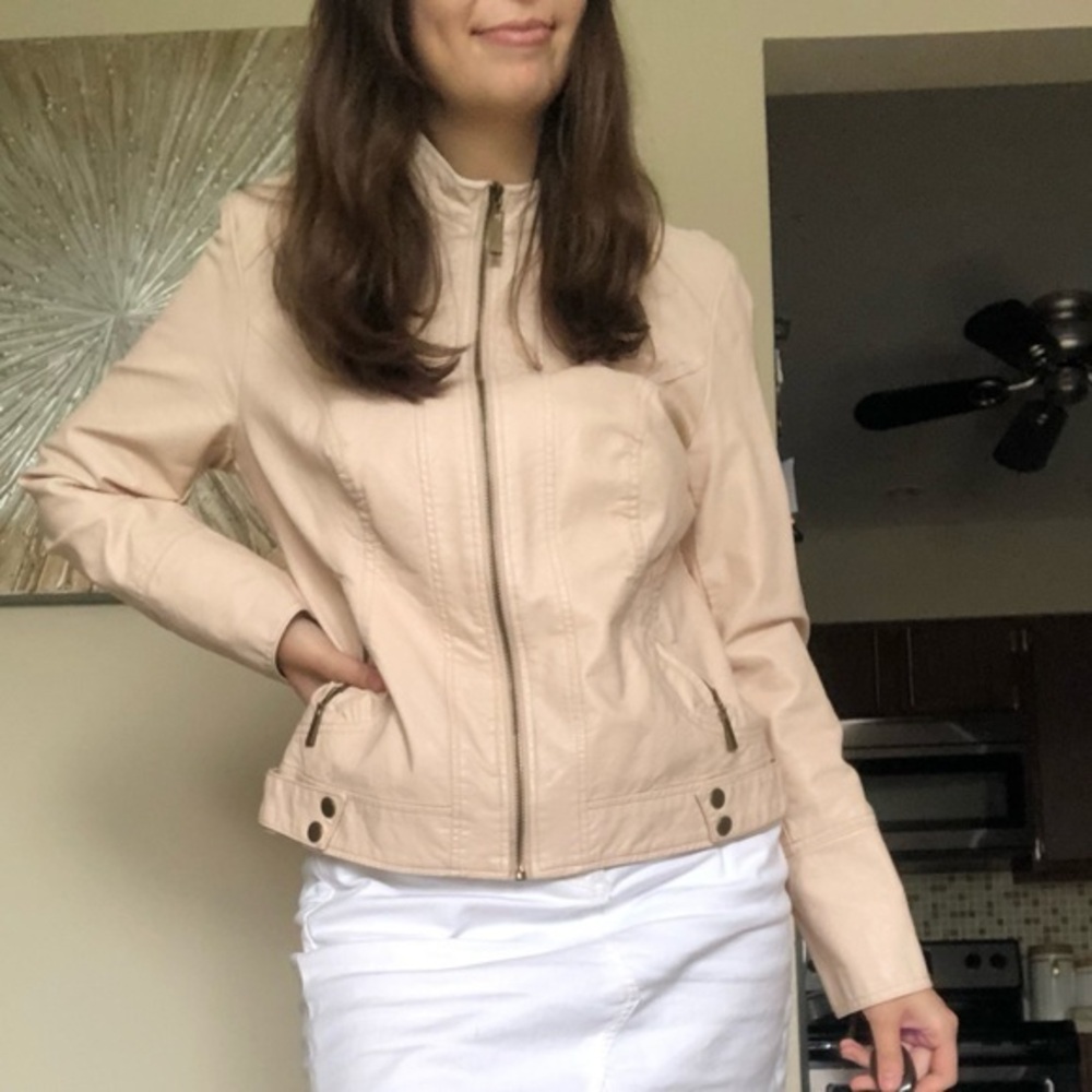 Apt. 9 light pink imitation leather jacket